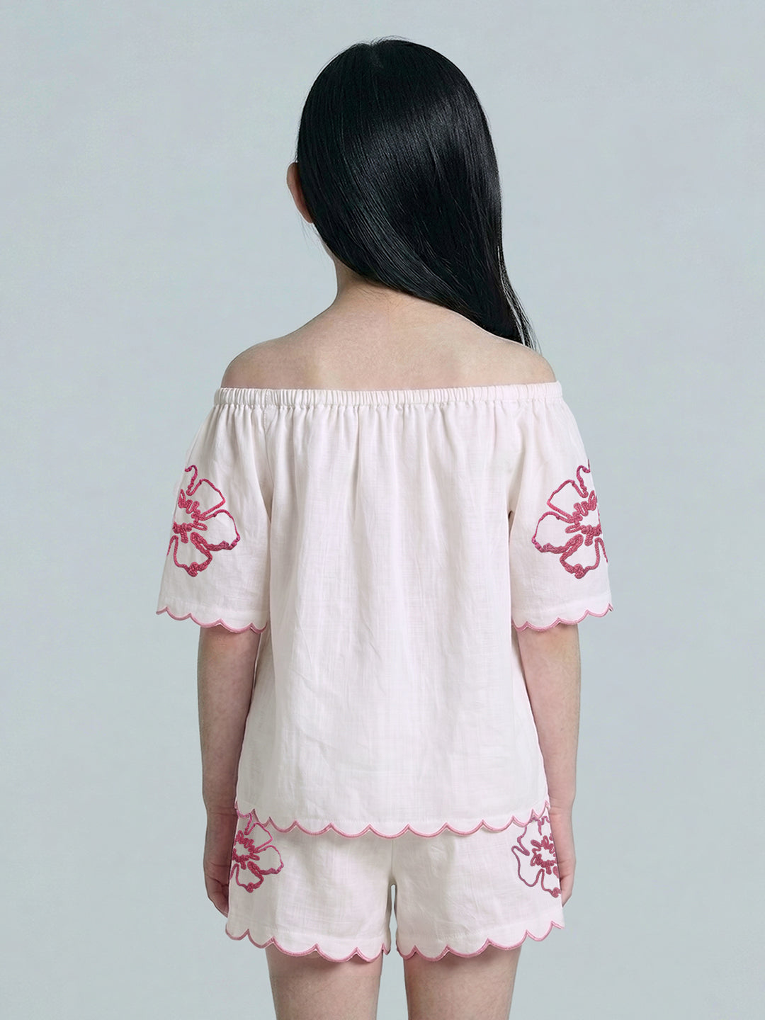 GIRLS Embroidered Off-Shoulder Top