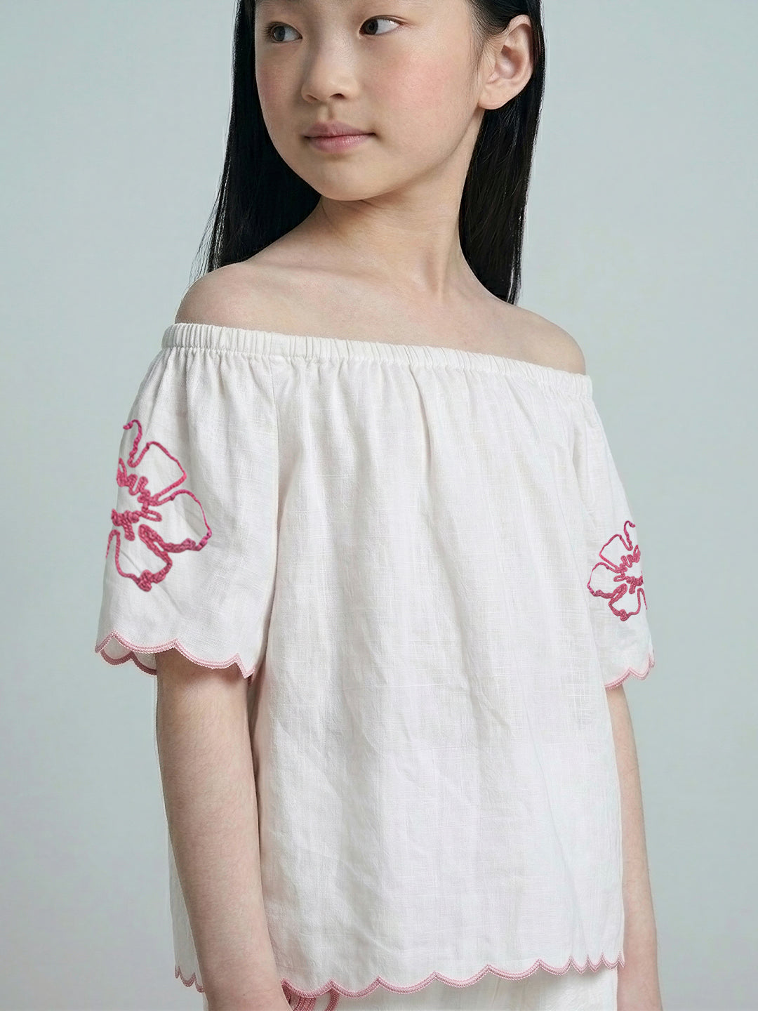 GIRLS Embroidered Off-Shoulder Top