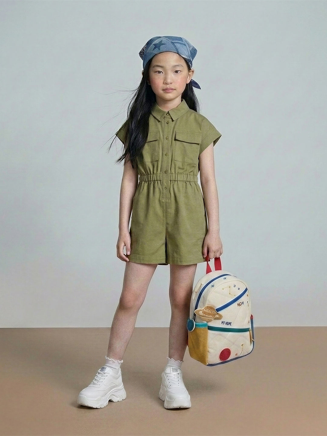 GIRLS Green Cotton Playsuit