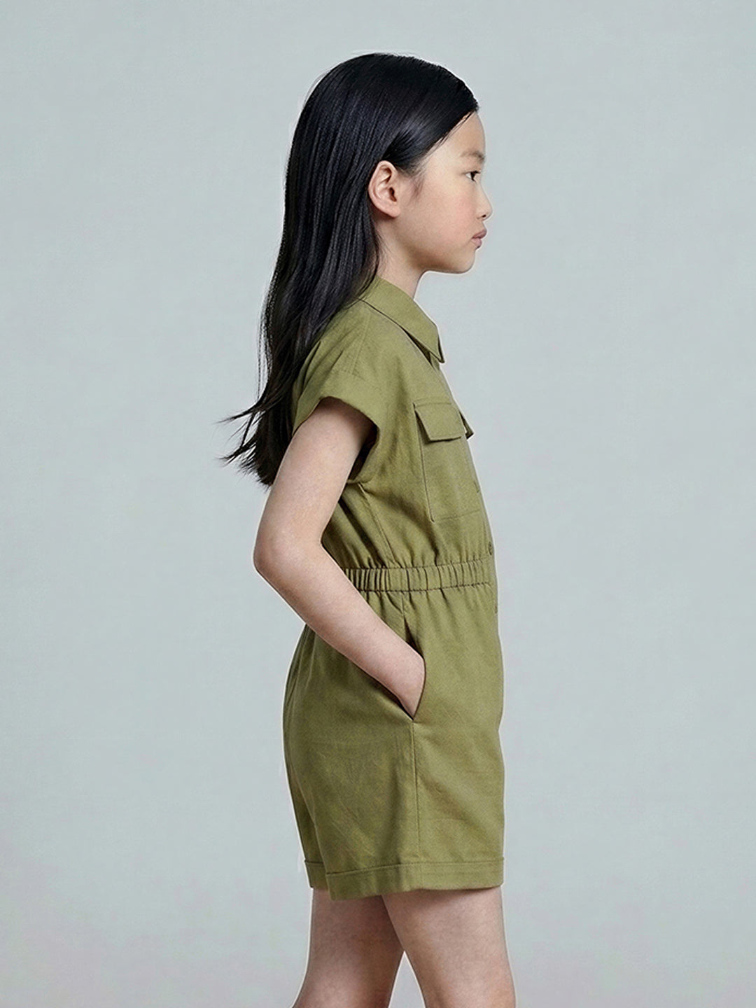 GIRLS Green Cotton Playsuit