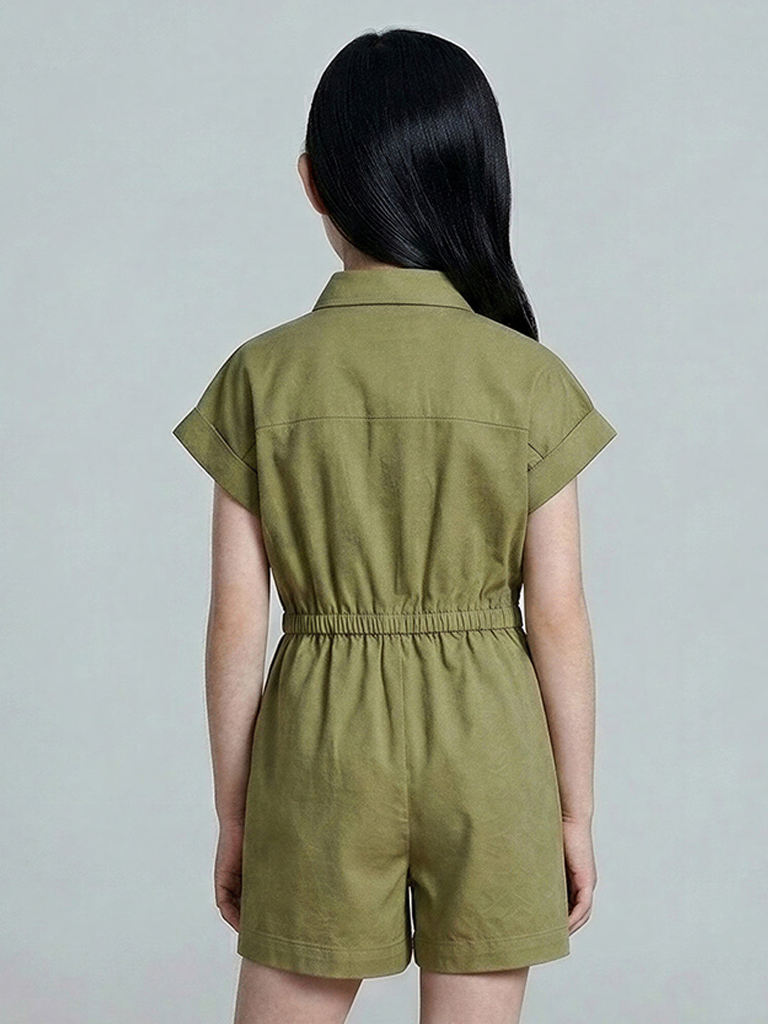 GIRLS Green Cotton Playsuit