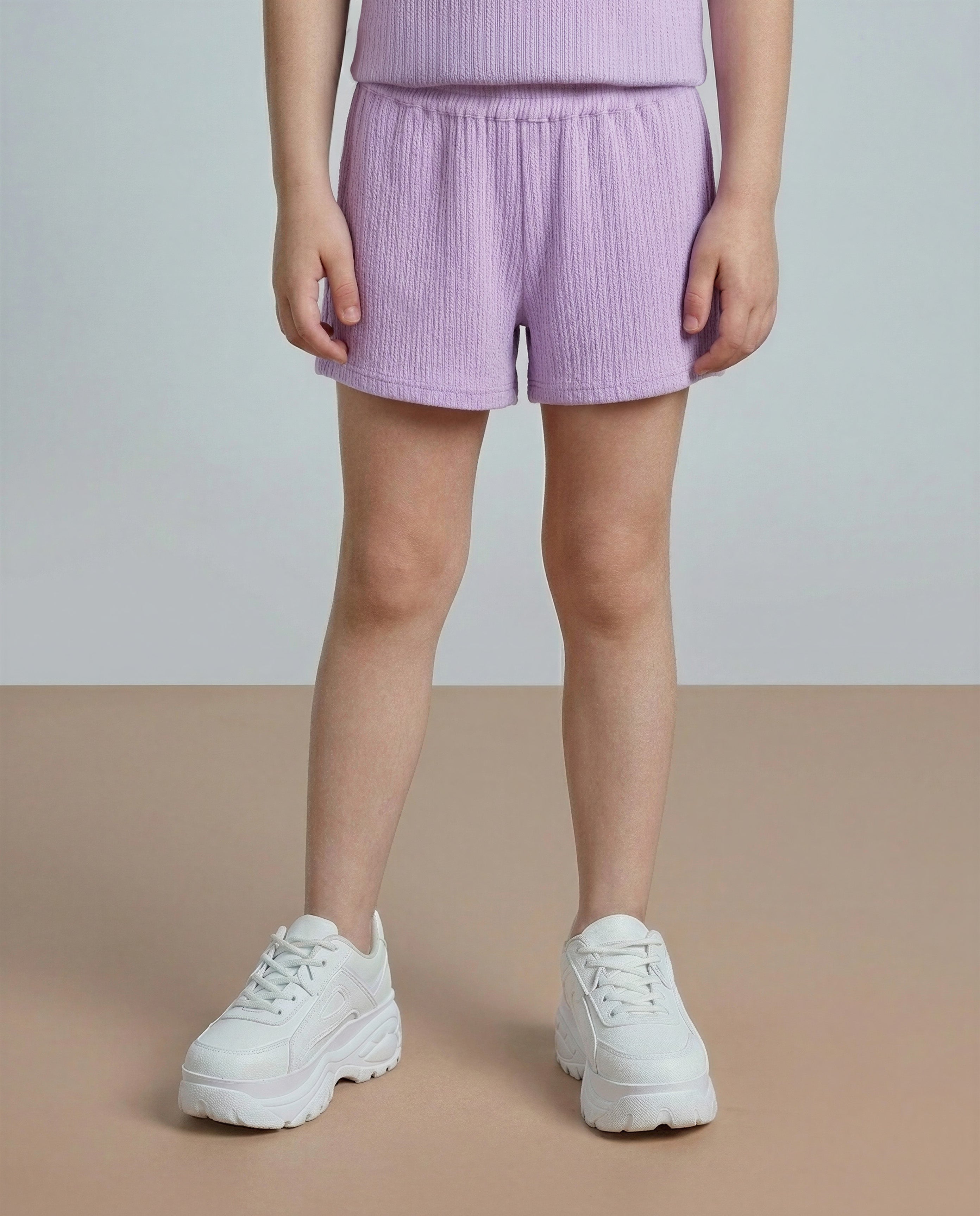 GIRLS Purple Textured Shorts