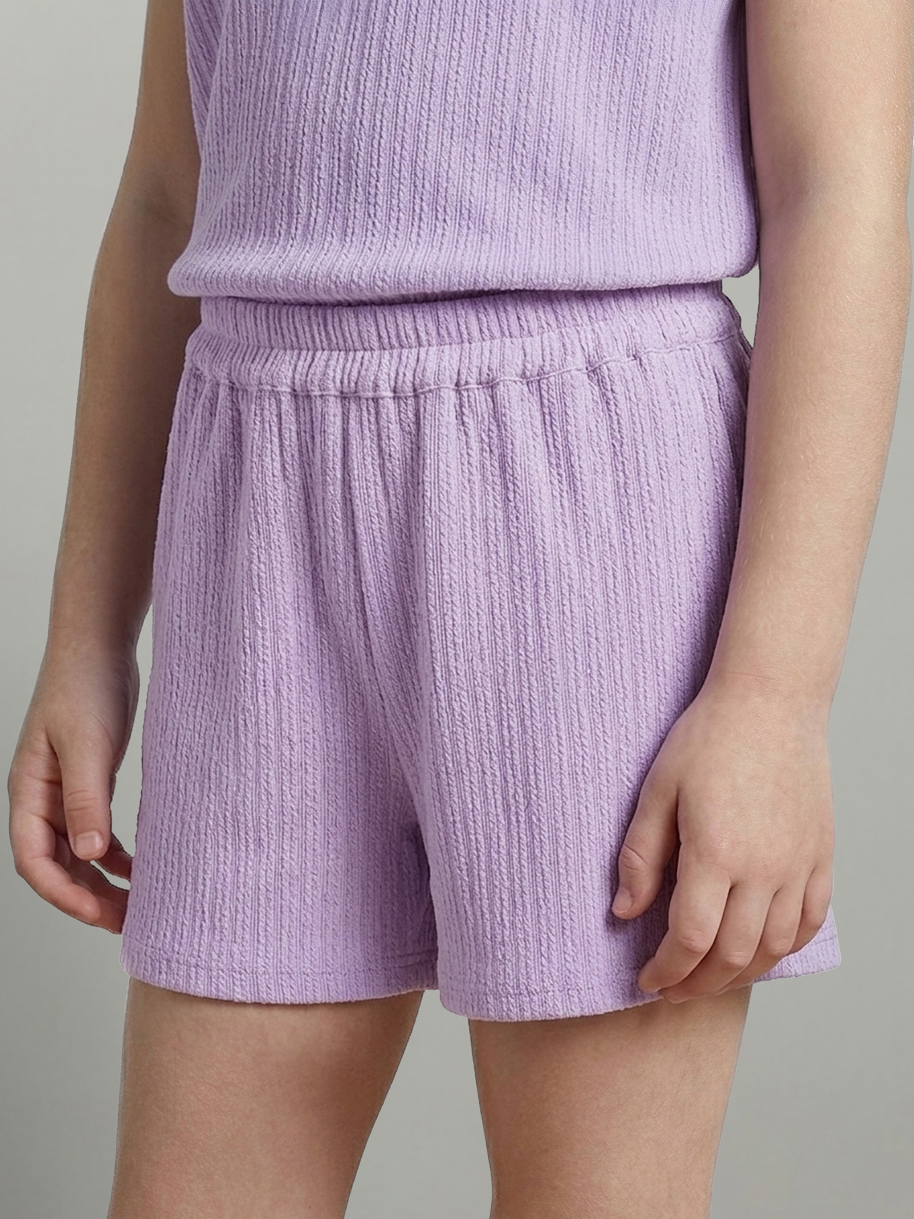 GIRLS Purple Textured Shorts