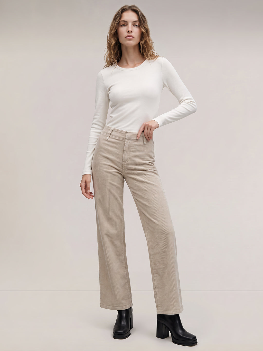 Beige Corduroy Pants