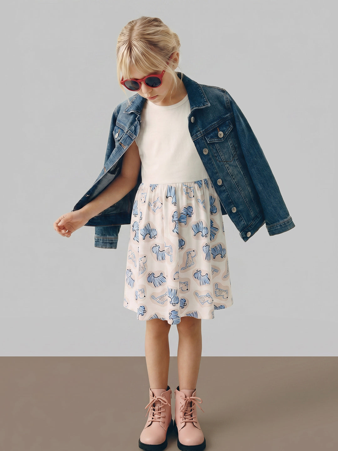 GIRLS White Animal Print Dress