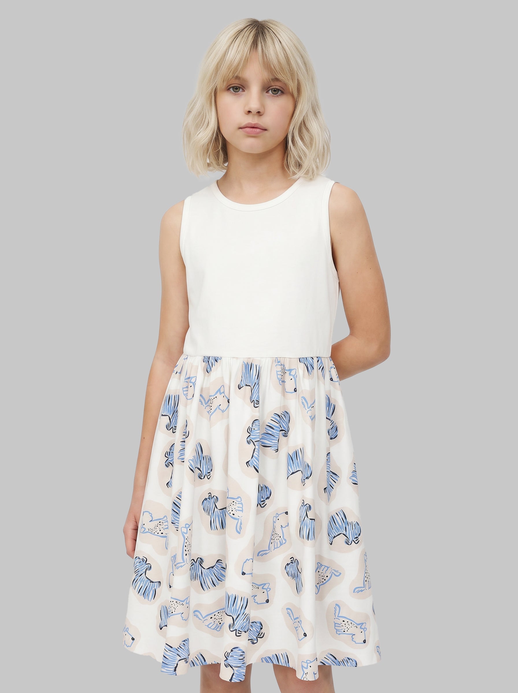 GIRLS White Animal Print Dress
