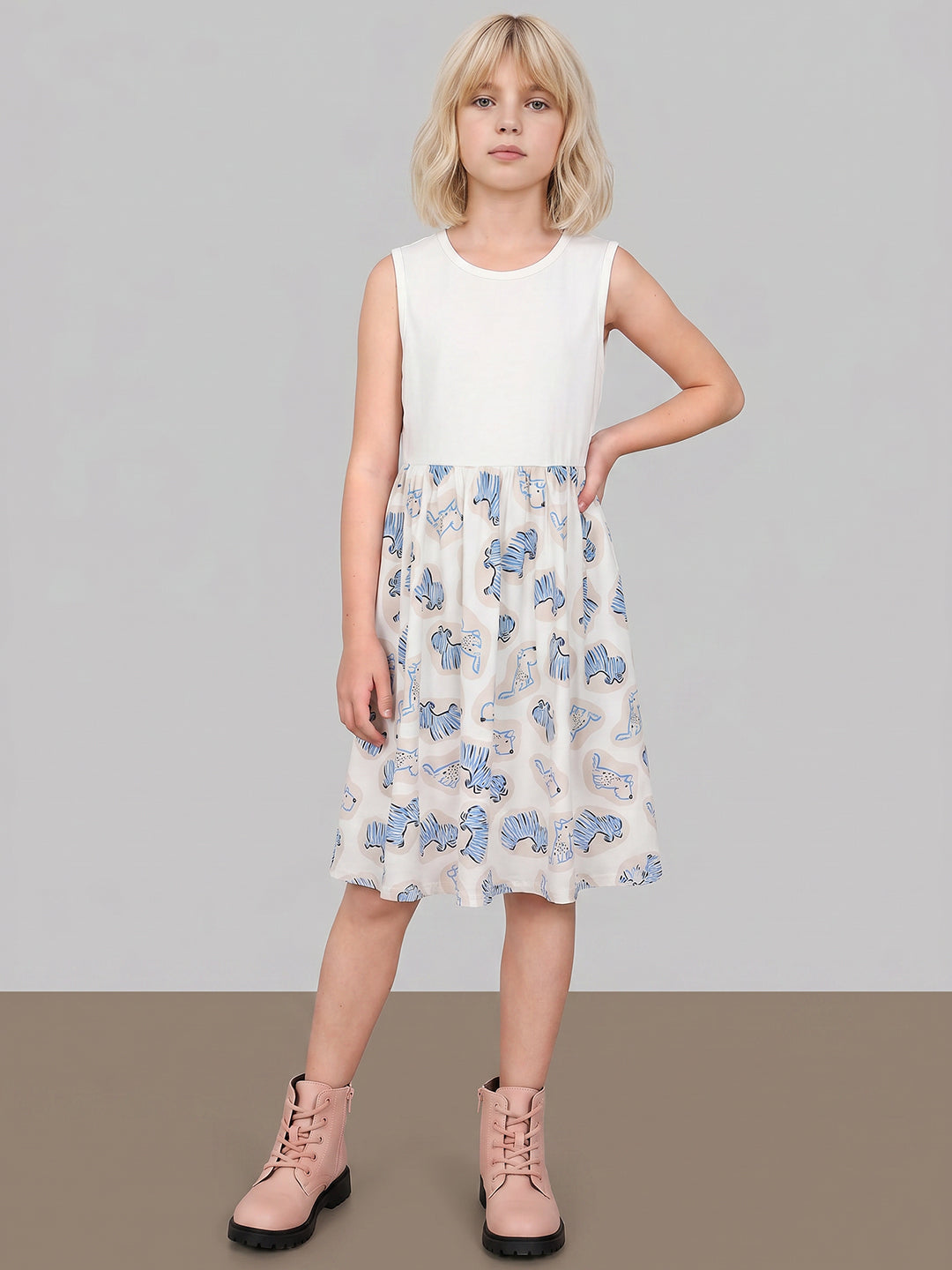 GIRLS White Animal Print Dress