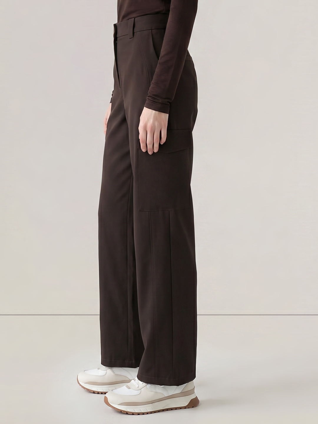 Brown Wide Leg Cargo Pants
