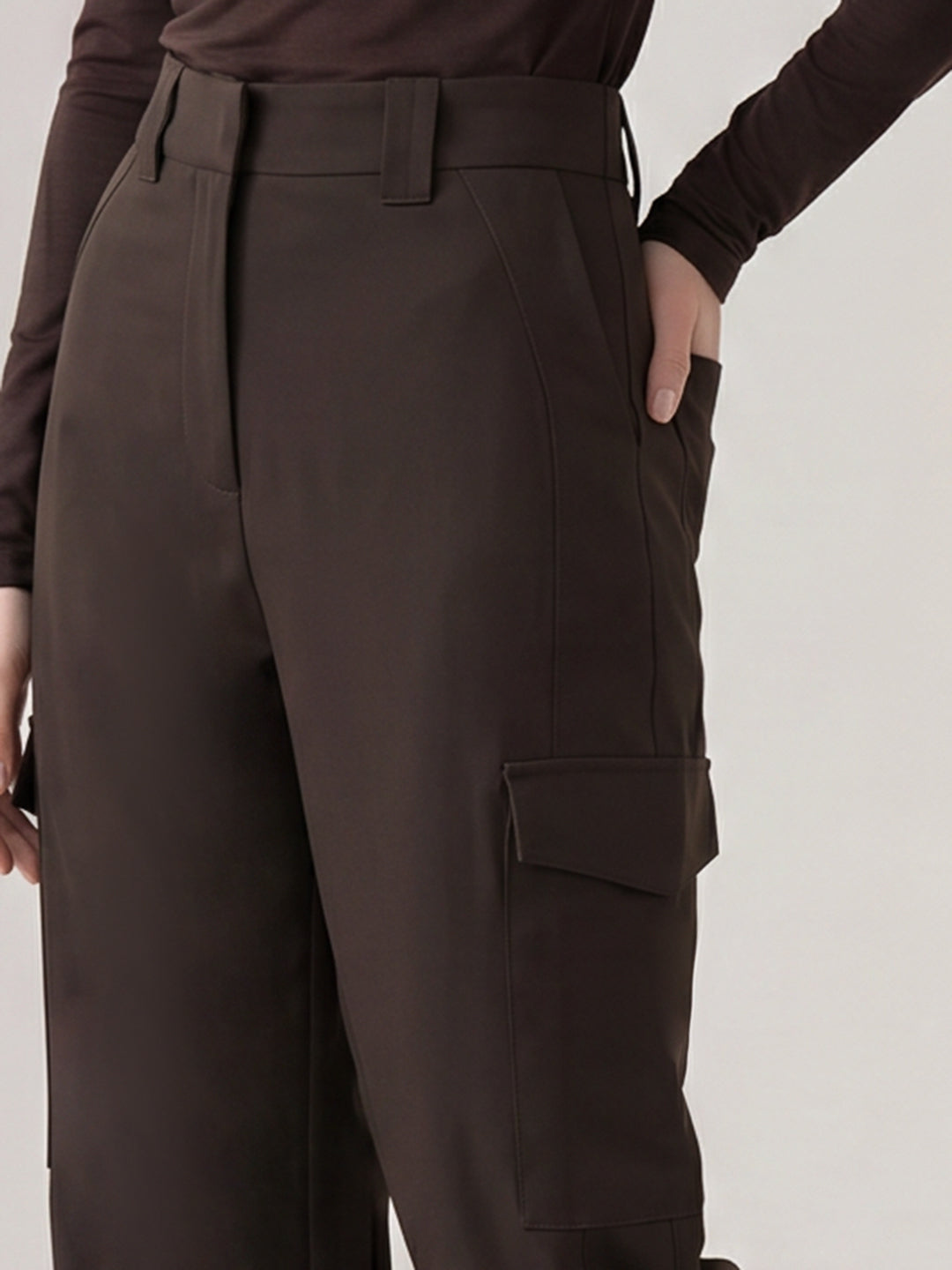 Brown Wide Leg Cargo Pants