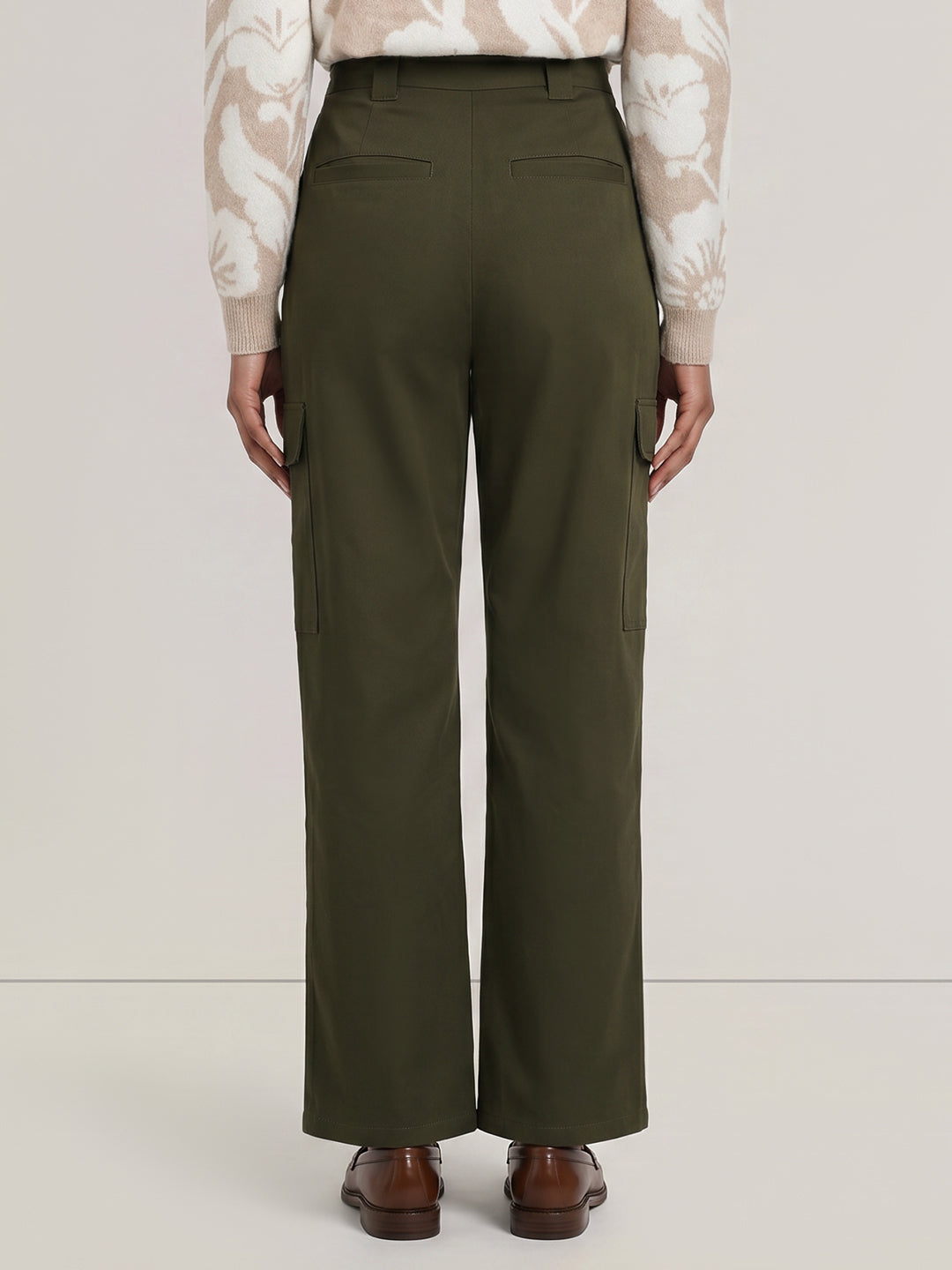 Olive Green Wide Cargo Pants