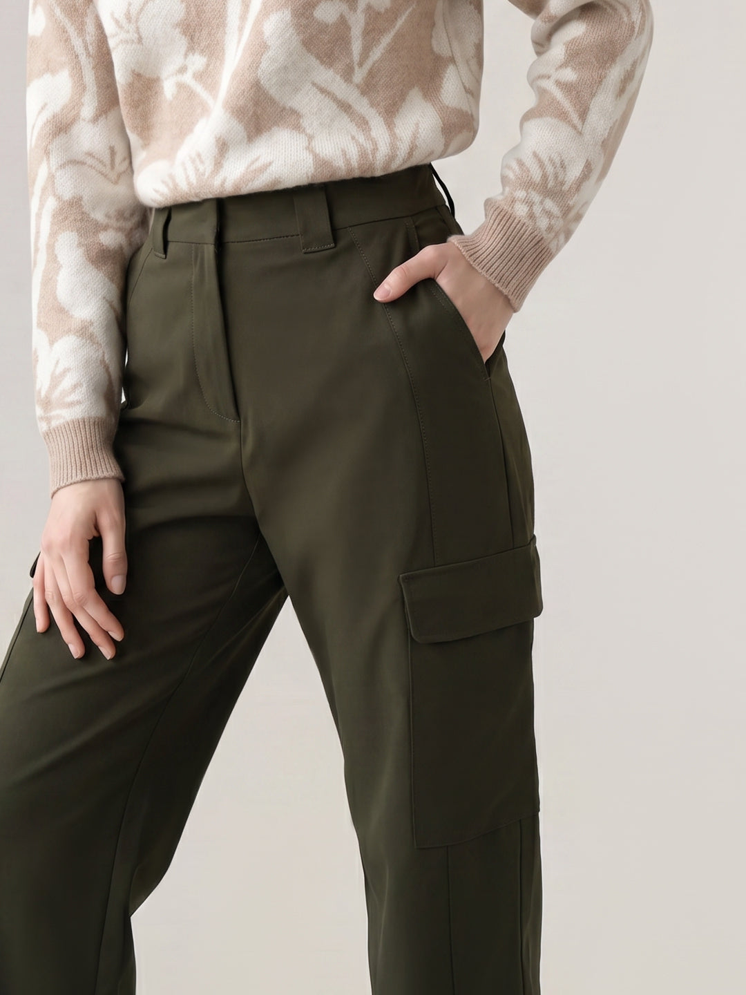 Olive Green Wide Cargo Pants