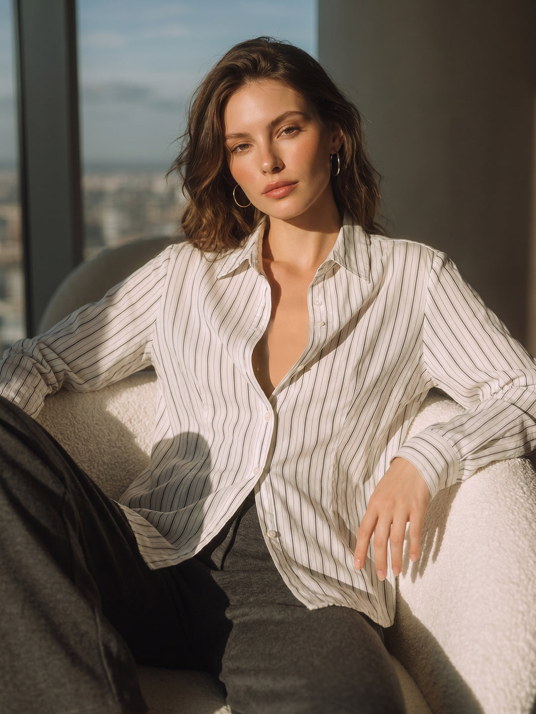 White striped fitted shirt