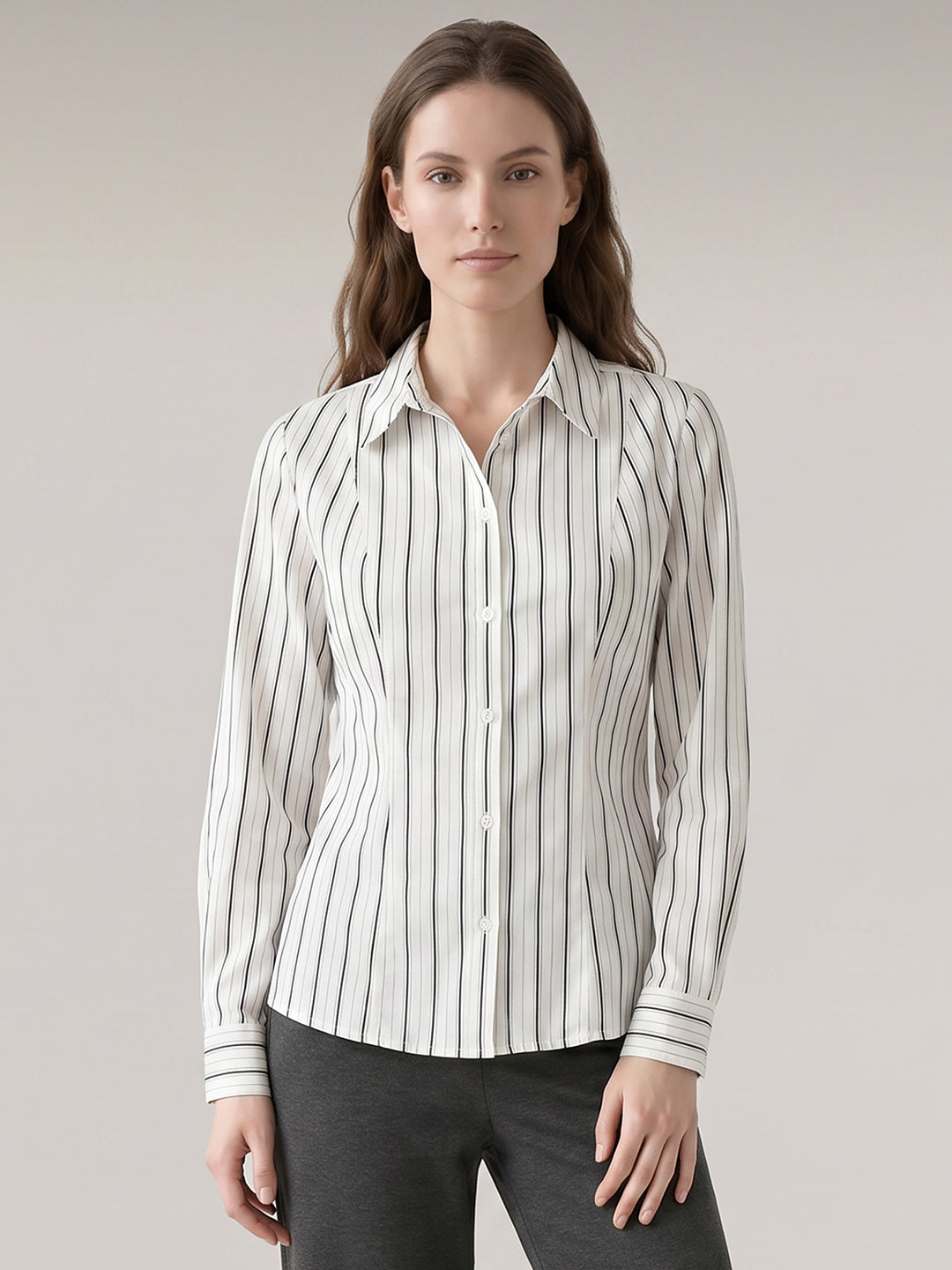 White striped fitted shirt