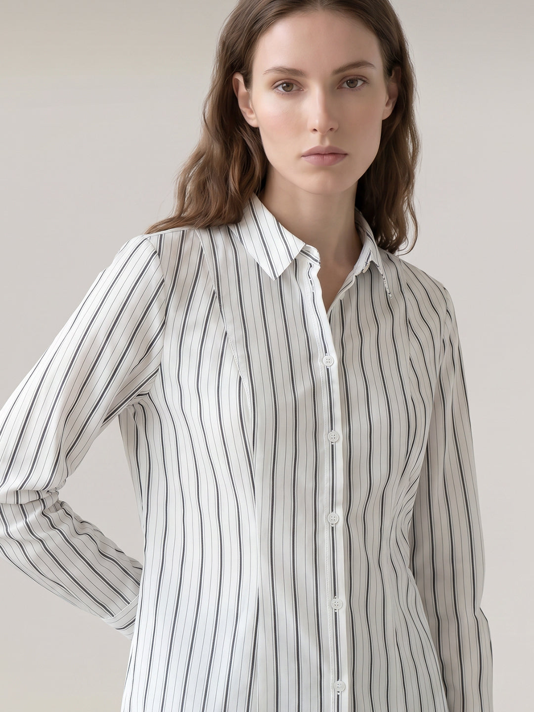 White striped fitted shirt