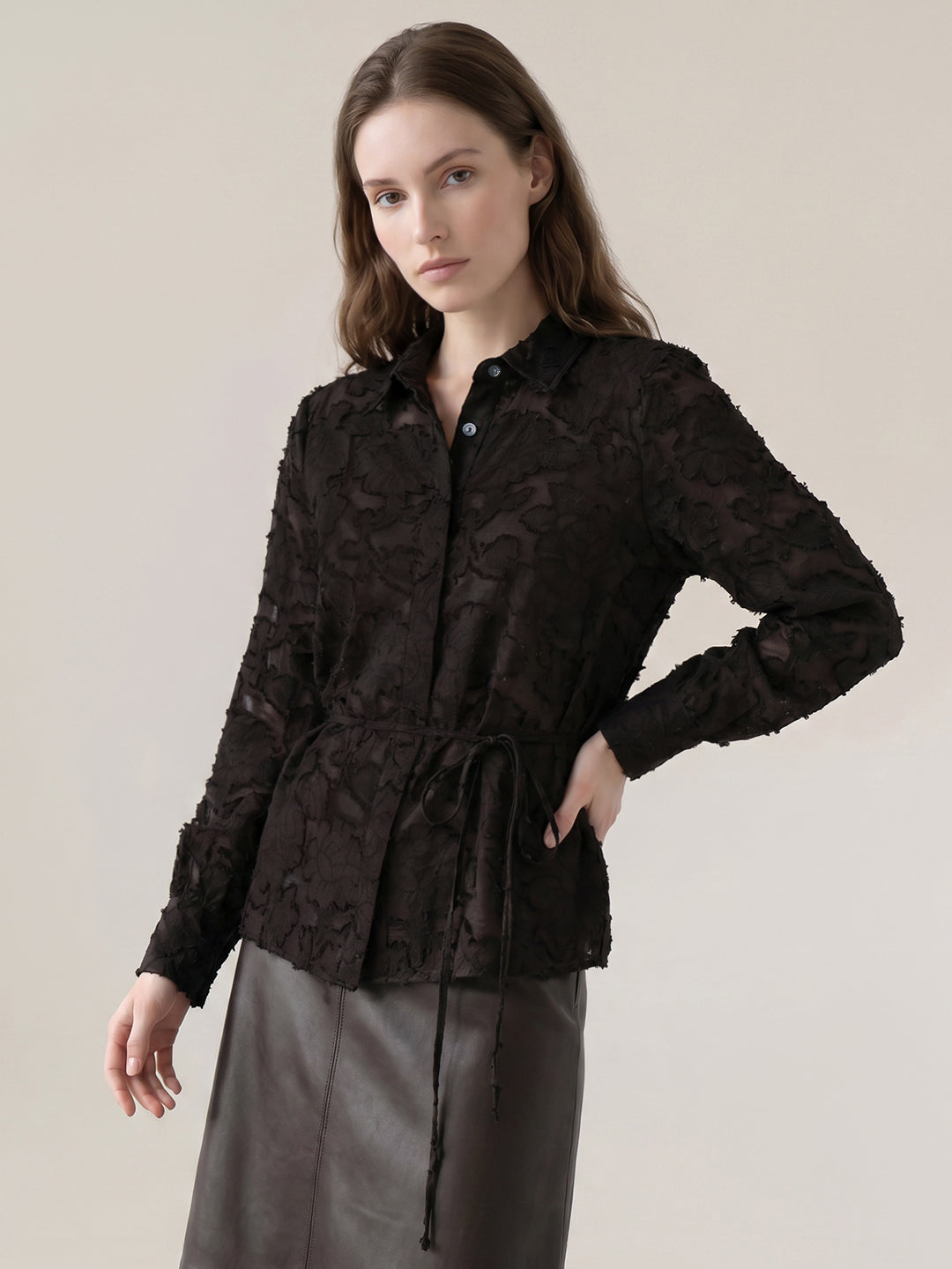 Dark Brown Floral Shirt