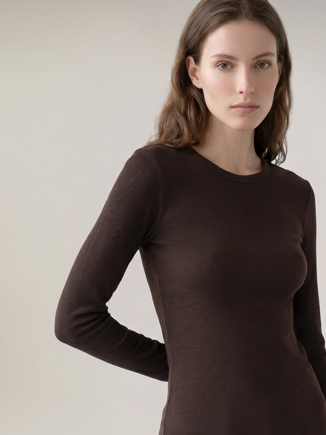 Brown Ribbed Top