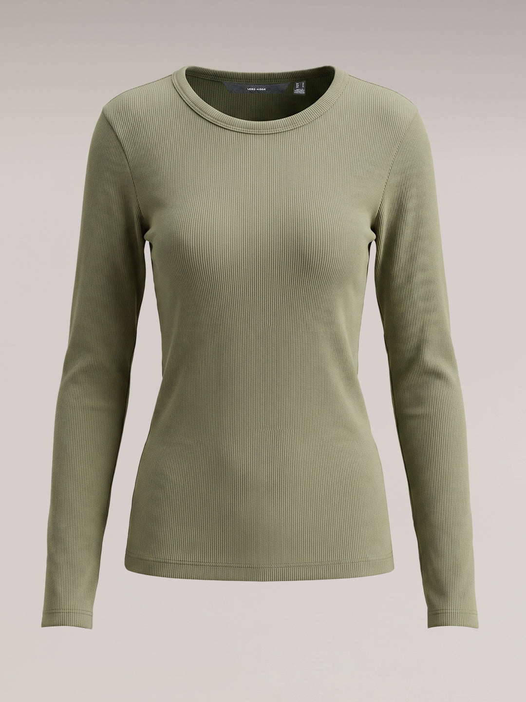 Green Ribbed Full Sleeve Top