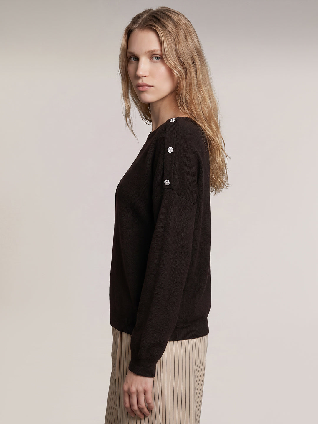 Dark Brown Boatneck Pullover