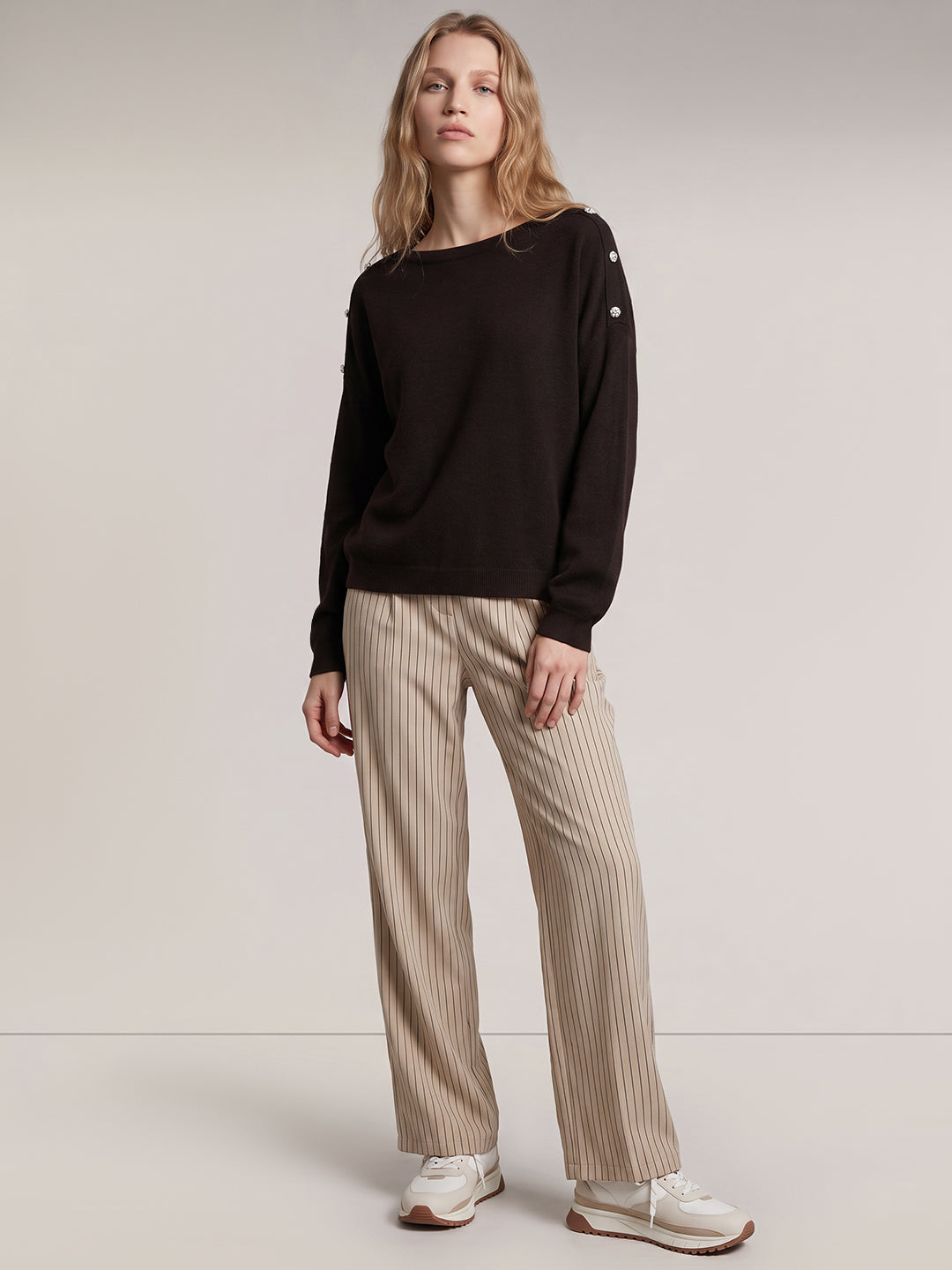 Dark Brown Boatneck Pullover