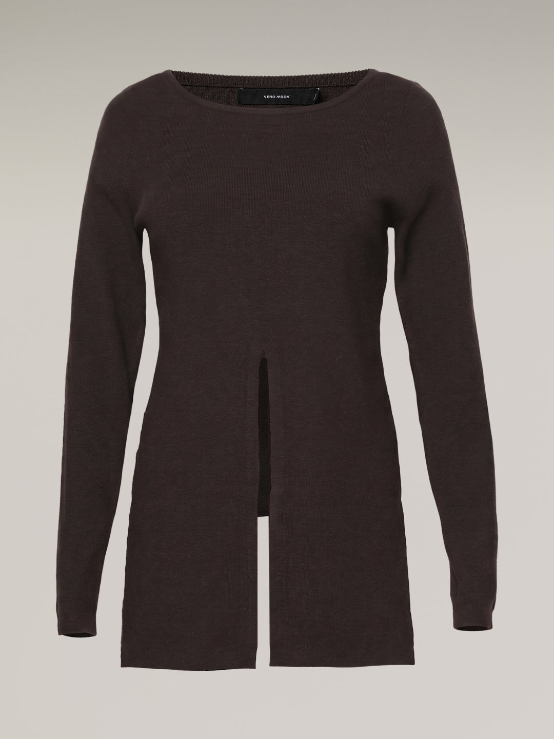Dark Brown Boatneck Wrap Pullover