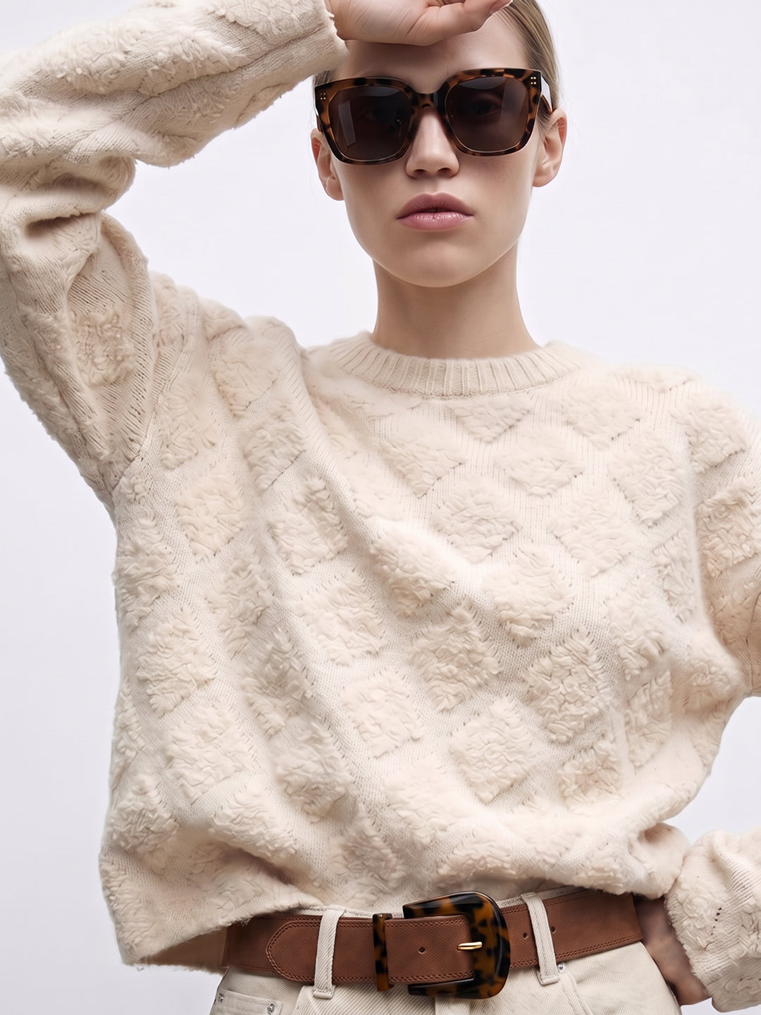 Beige O-Neck Pullover