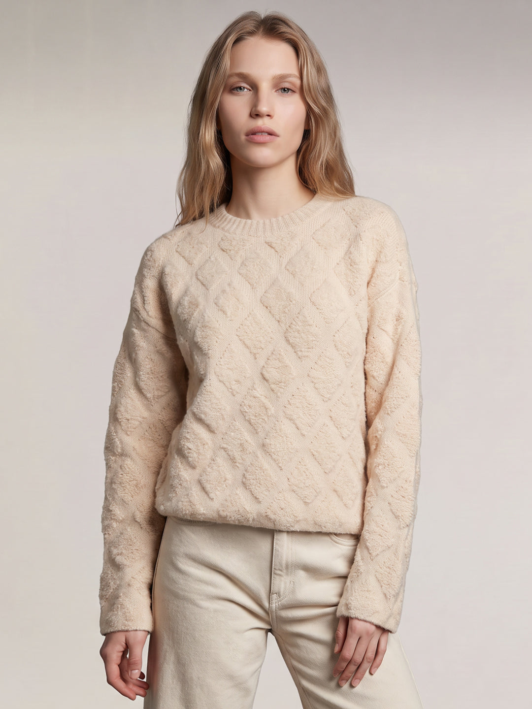 Beige O-Neck Pullover