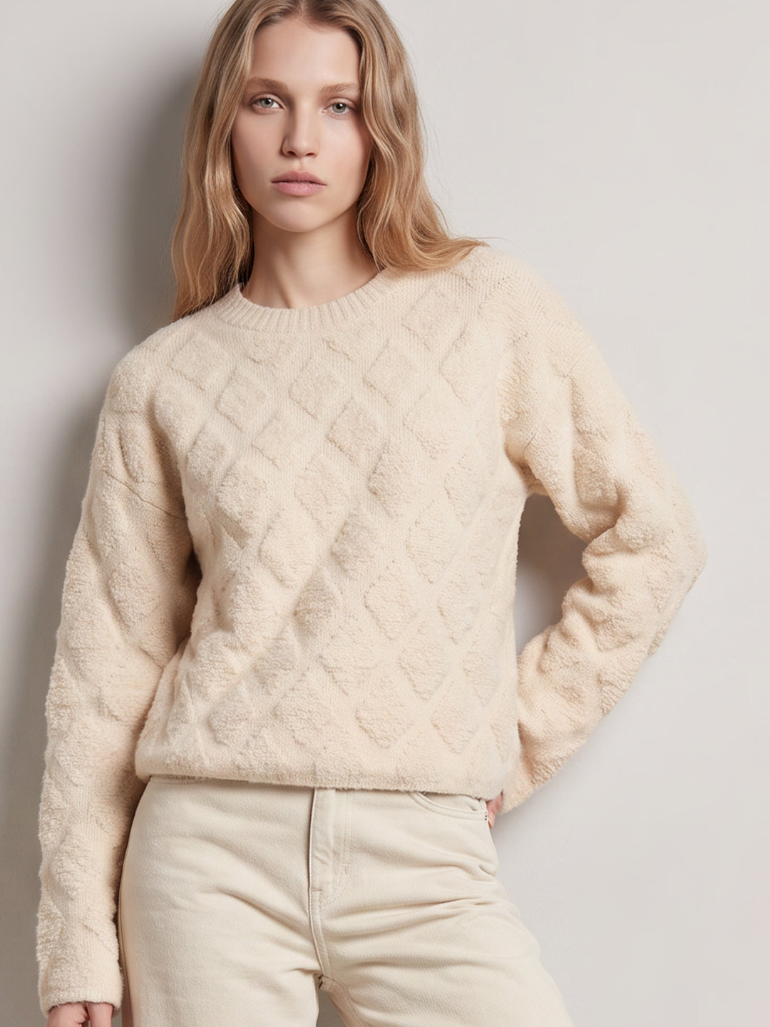 Beige O-Neck Pullover