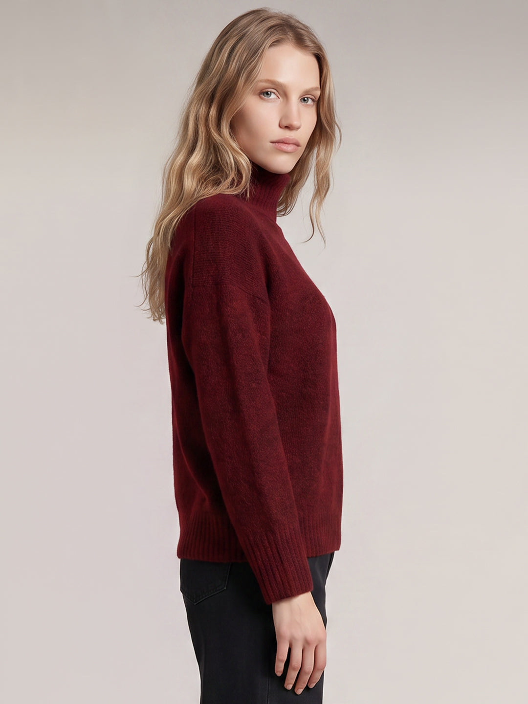 Burgundy Roll Neck Pullover