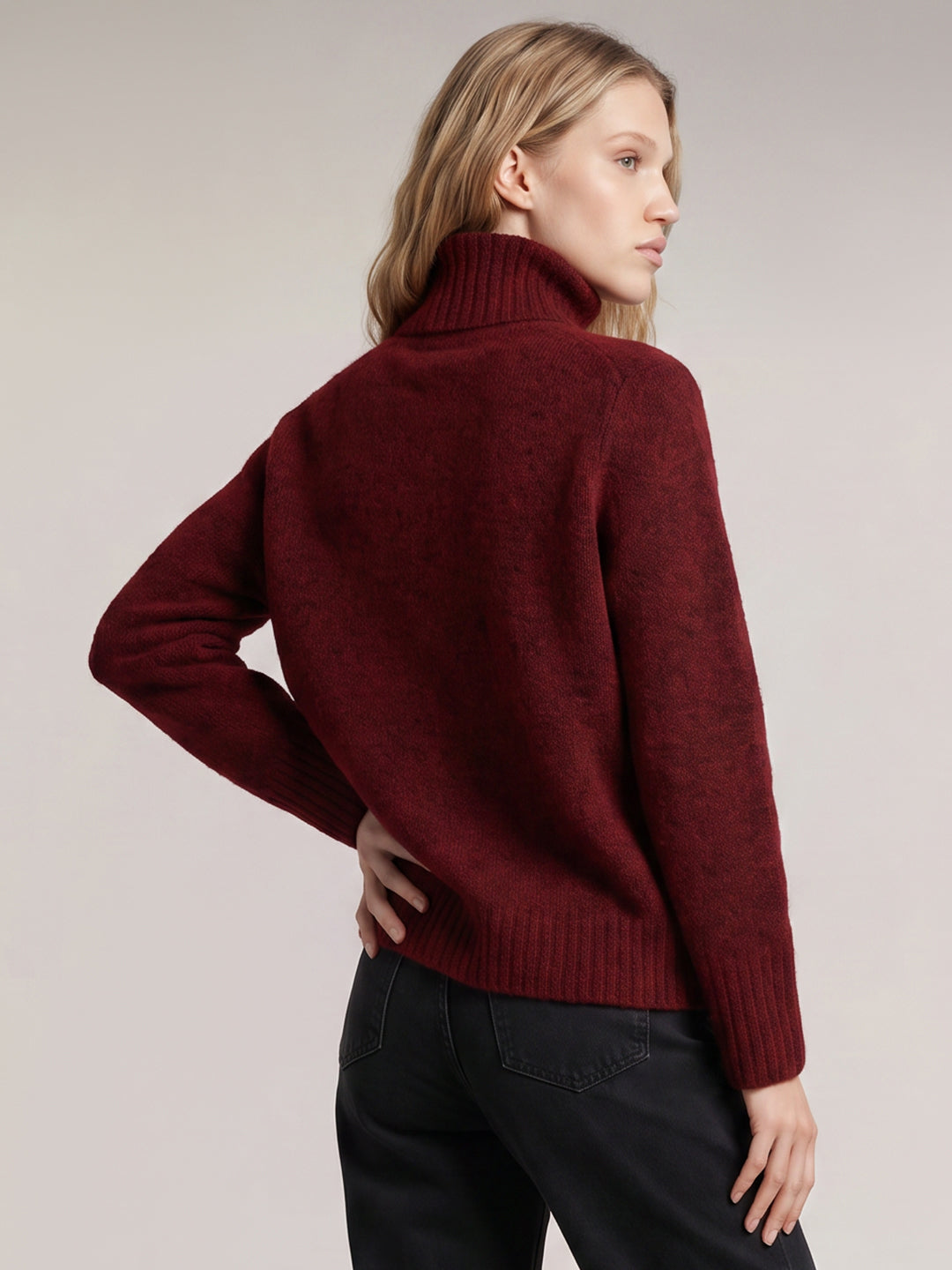 Burgundy Roll Neck Pullover
