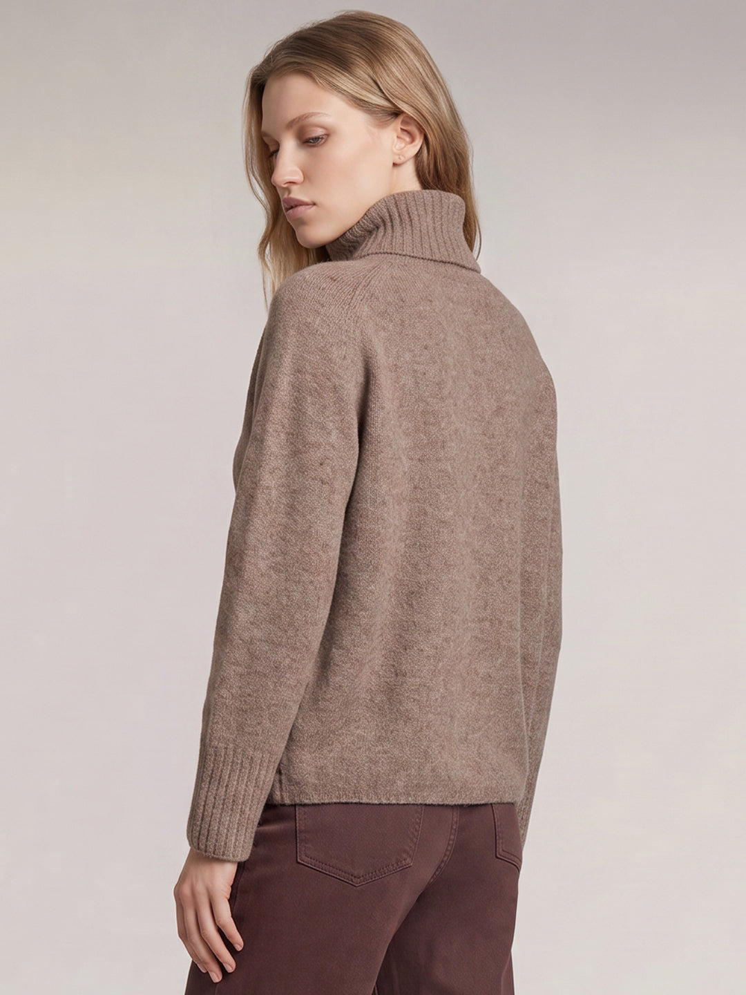 Beige Roll Neck Pullover