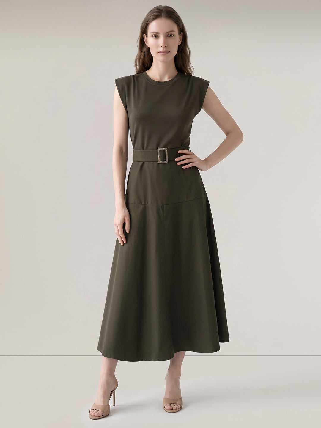 Dark Green O-Neck Dress