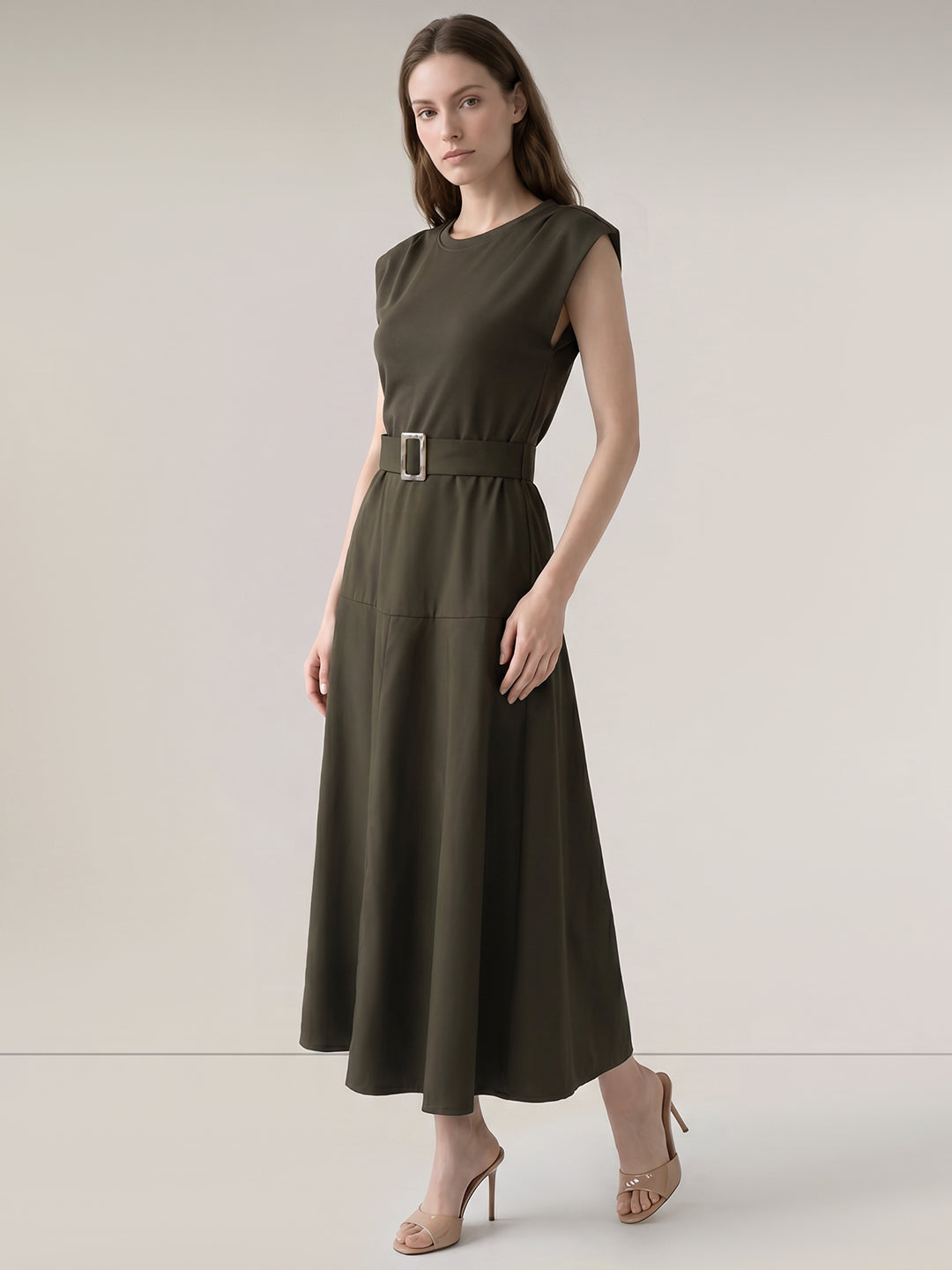 Dark Green O-Neck Dress