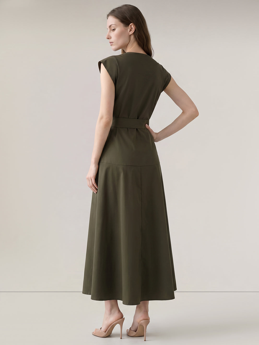 Dark Green O-Neck Dress