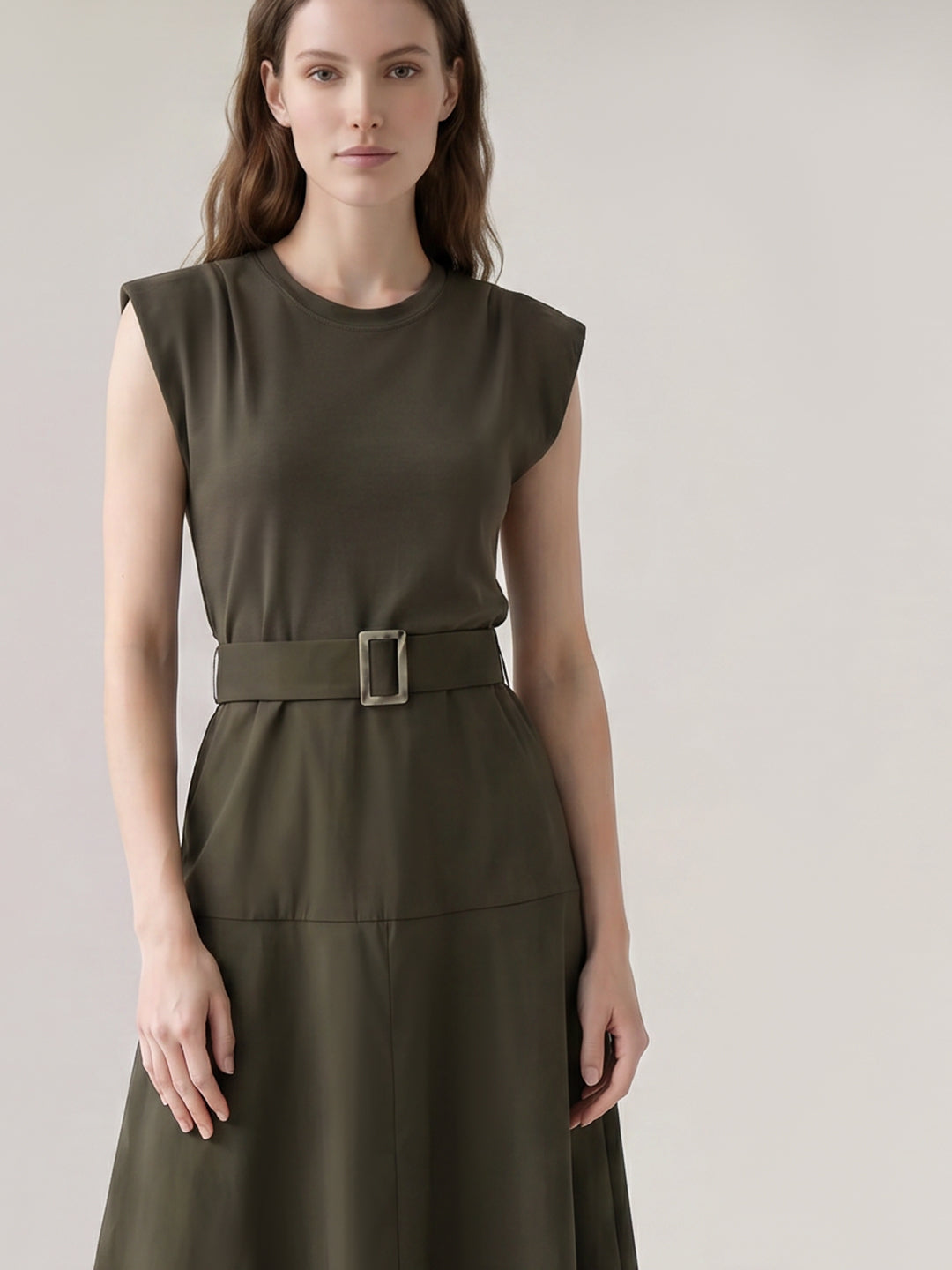 Dark Green O-Neck Dress
