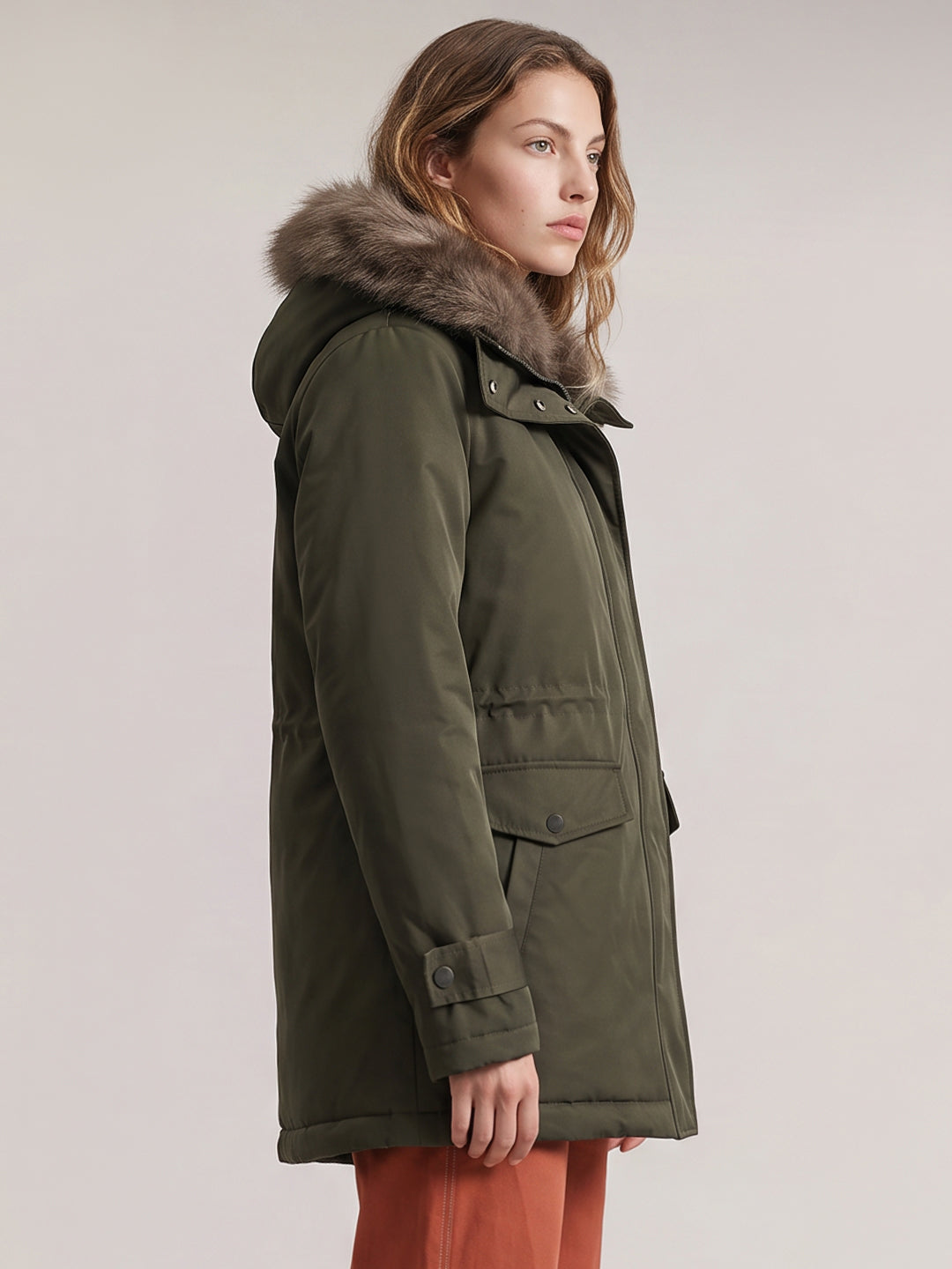 Olive green parka jacket
