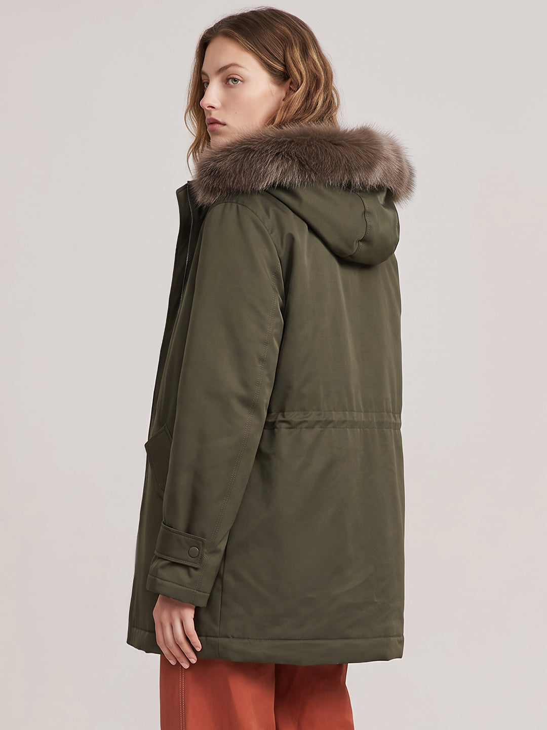 Olive green parka jacket