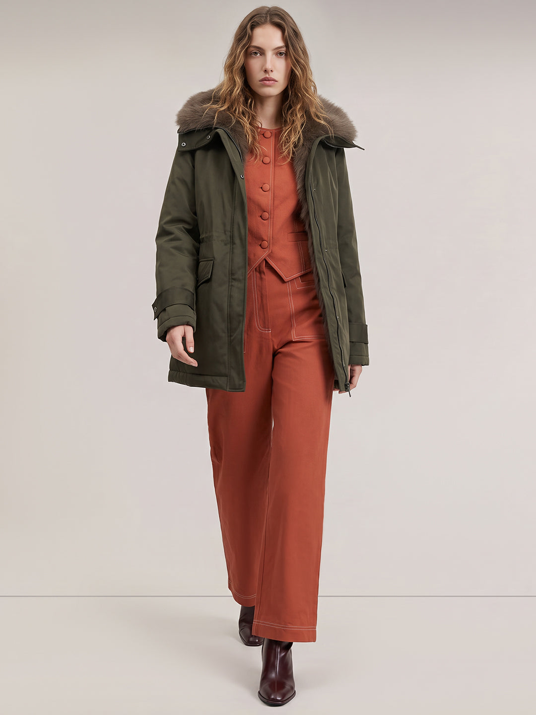 Olive green parka jacket