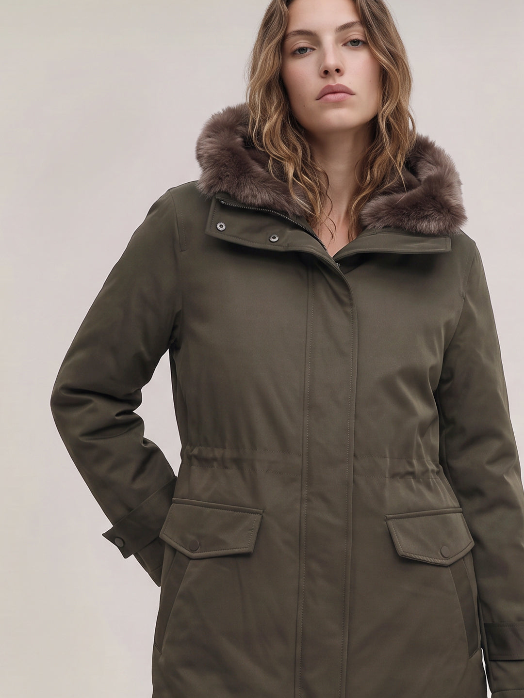 Olive green parka jacket