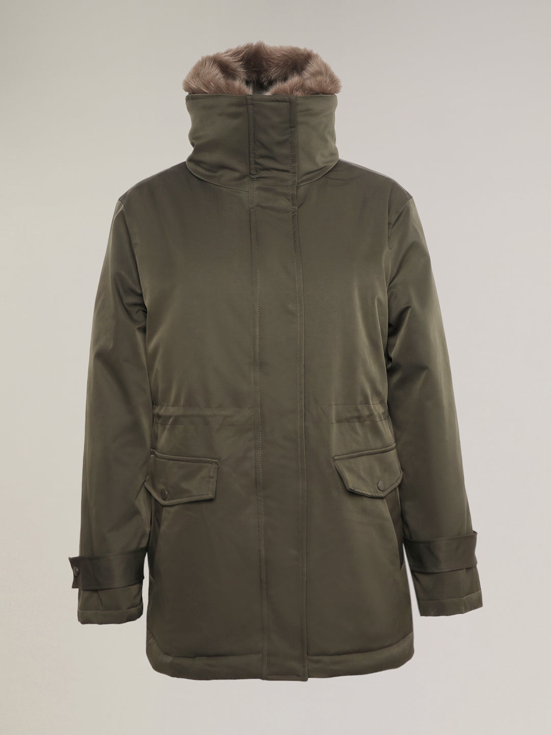 Olive green parka jacket