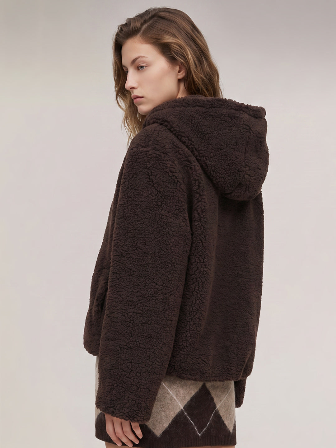 Brown Hooded Teddy Jacket
