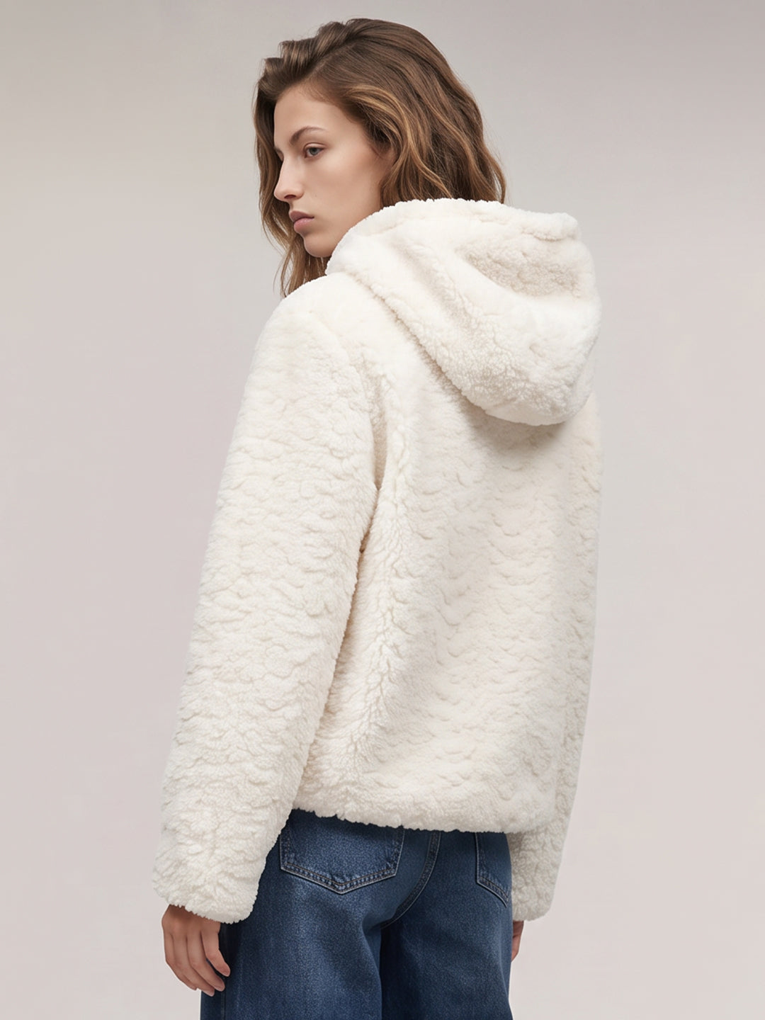 Off-white teddy fleece jacket