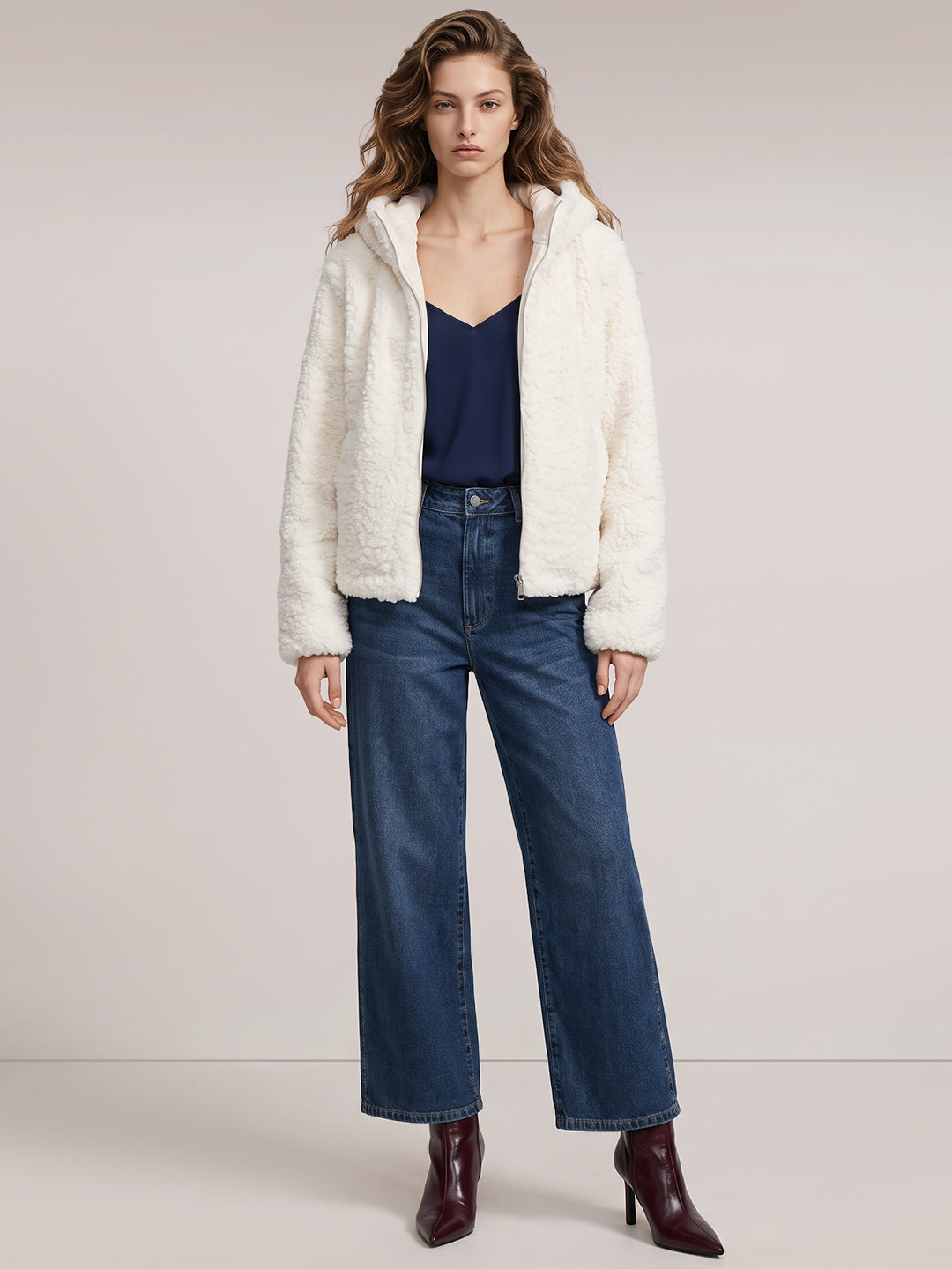 Off-white teddy fleece jacket