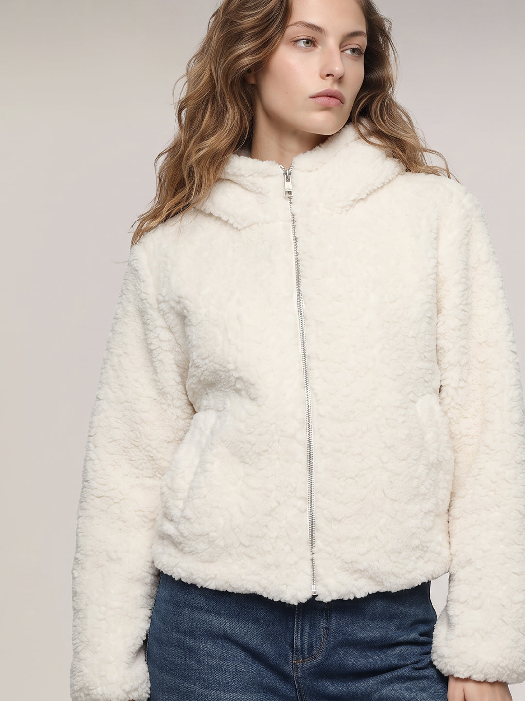 Off-white teddy fleece jacket