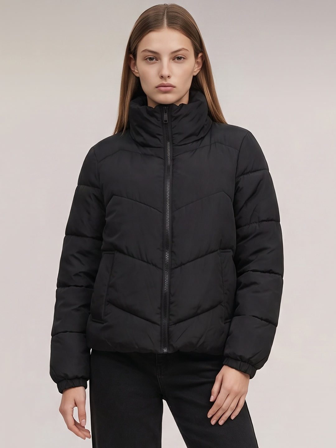 Black Quilted Puffer Jacket