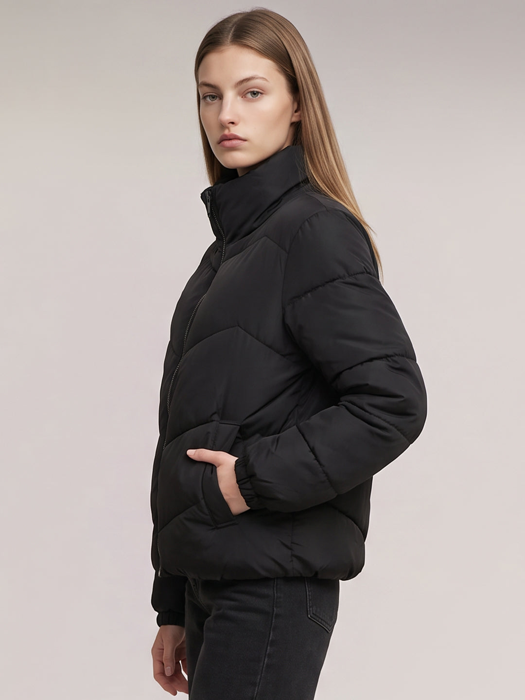 Black Quilted Puffer Jacket