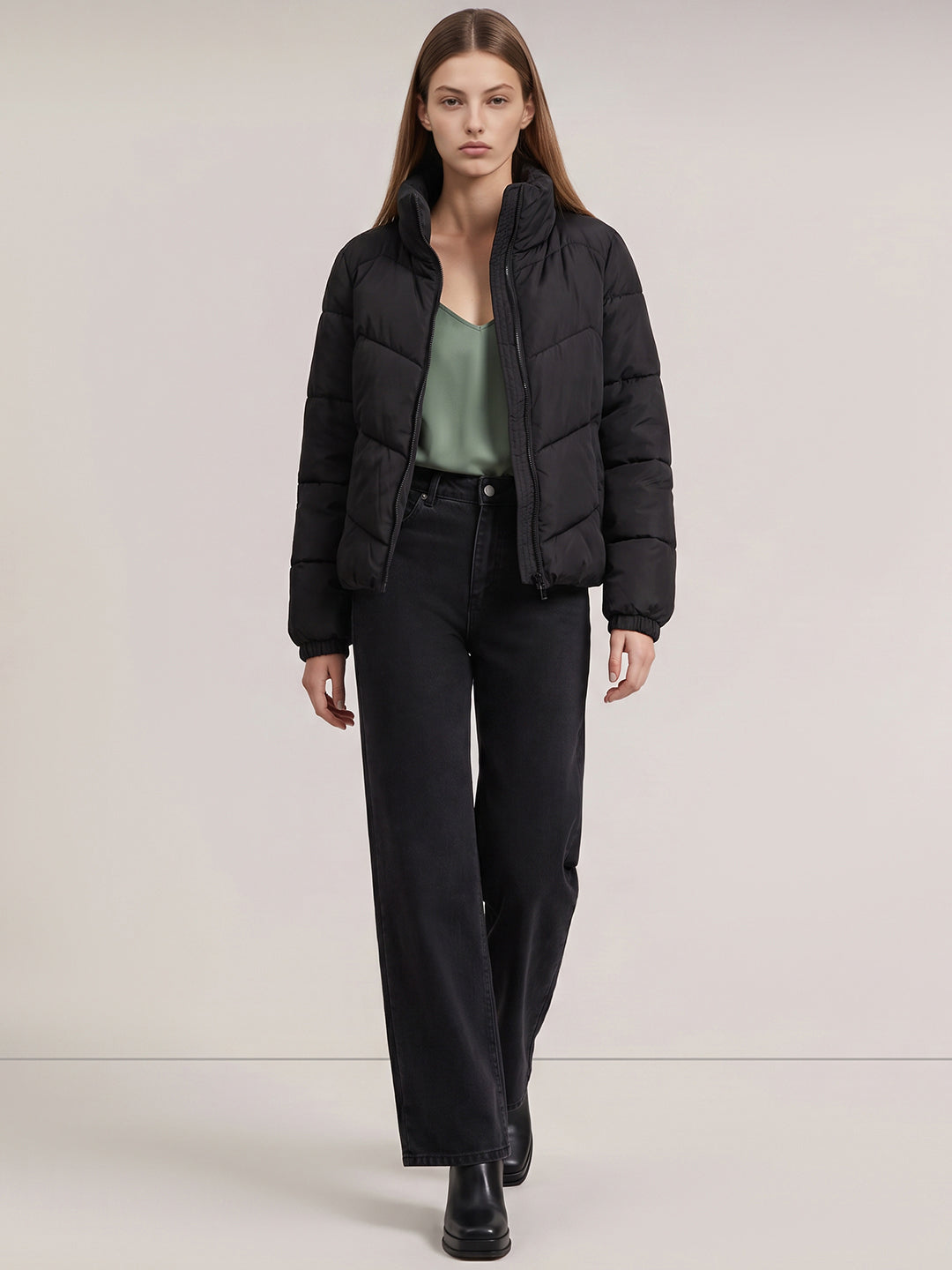 Black Quilted Puffer Jacket