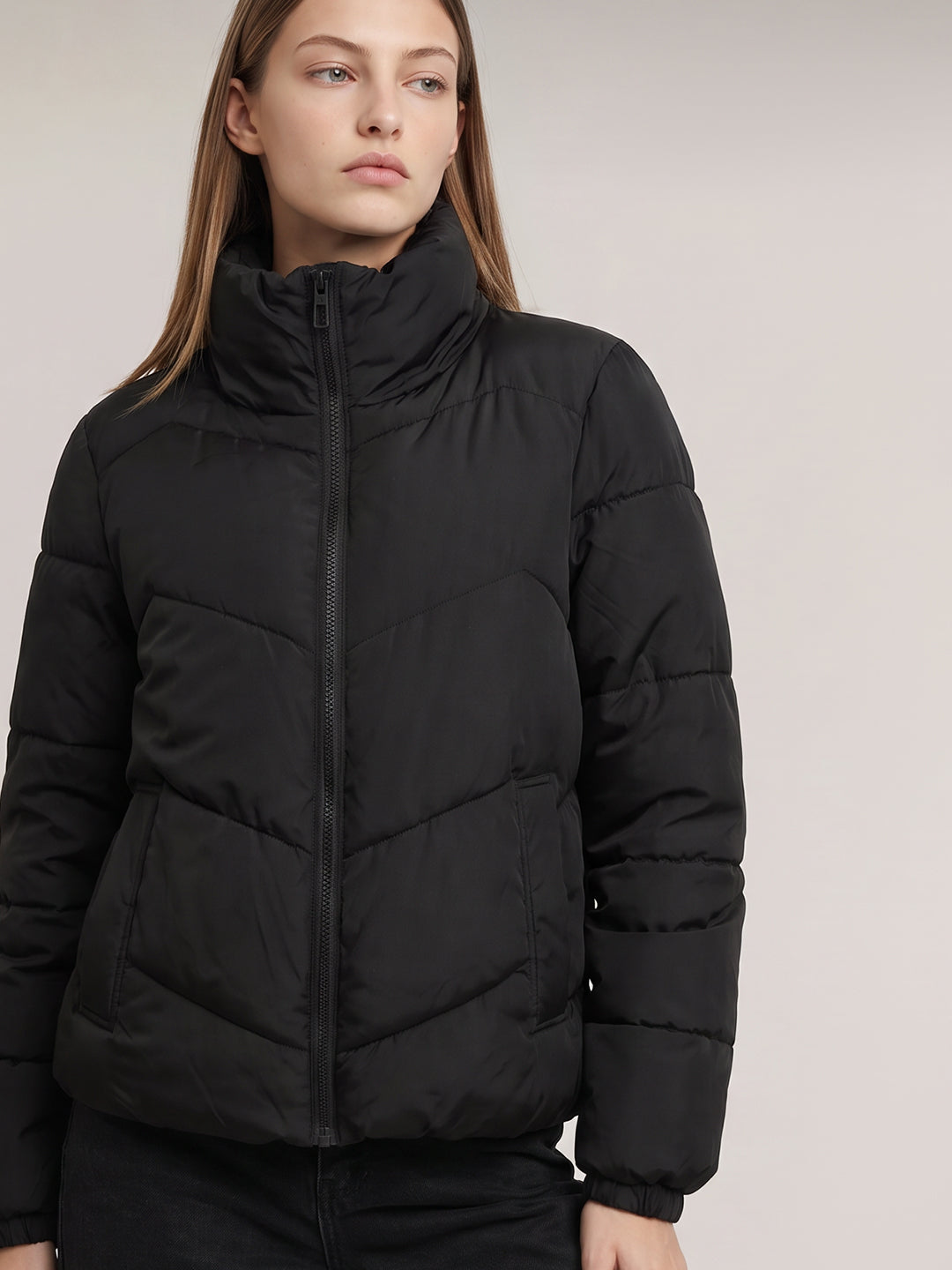Black Quilted Puffer Jacket