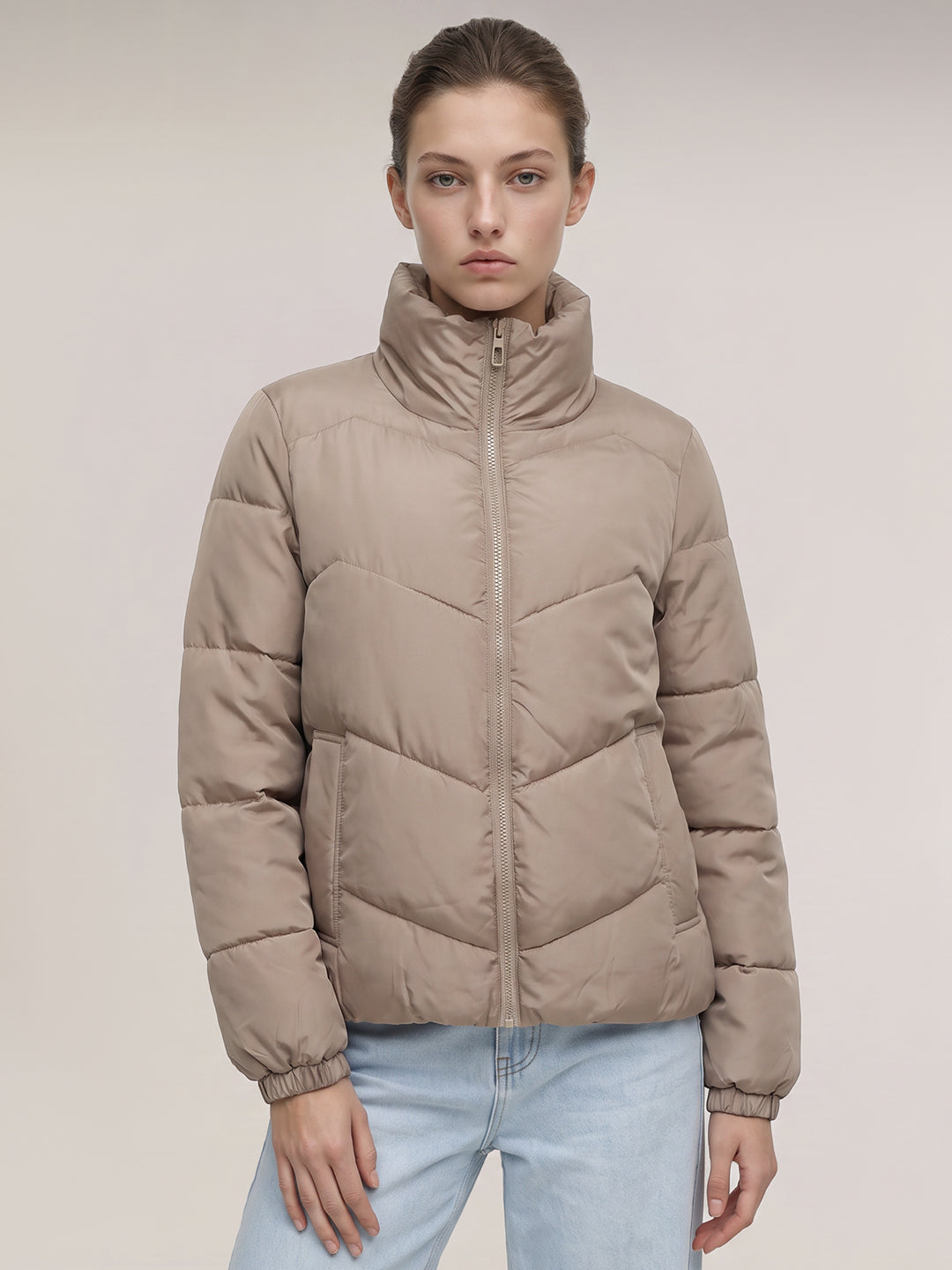 Grey Quilted Puffer Jacket