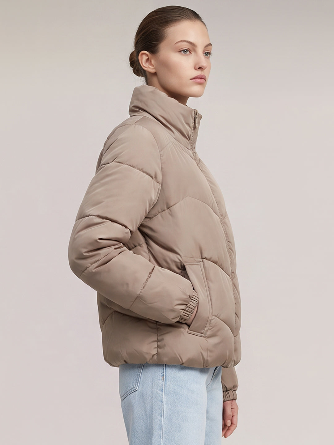 Grey Quilted Puffer Jacket