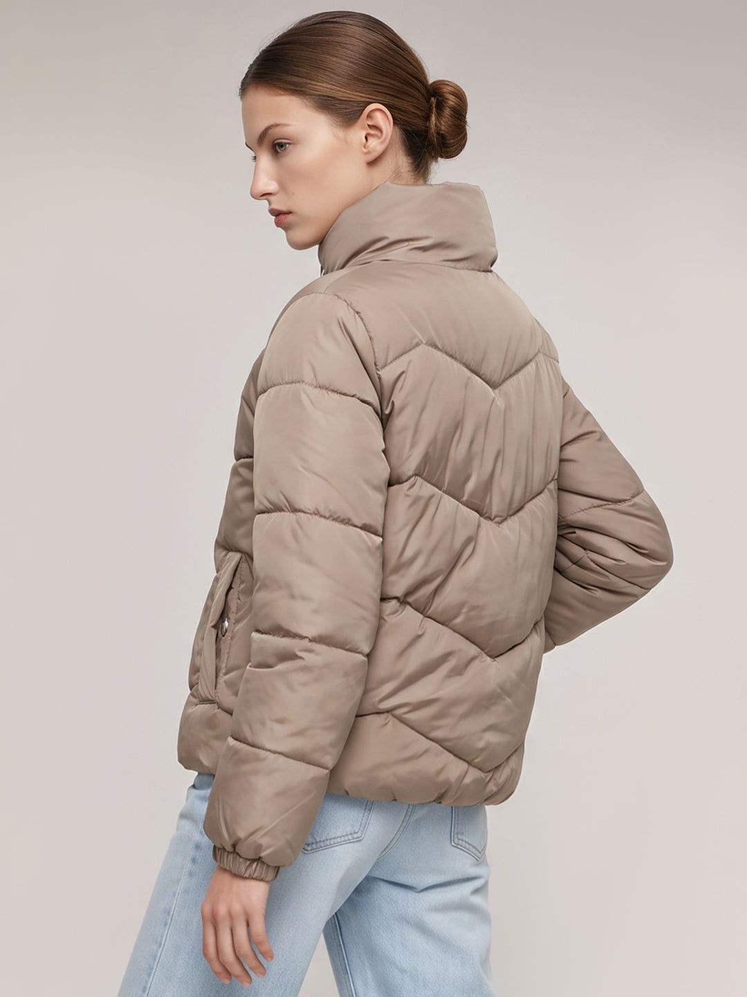Grey Quilted Puffer Jacket